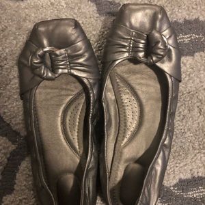 Silver ballet flats